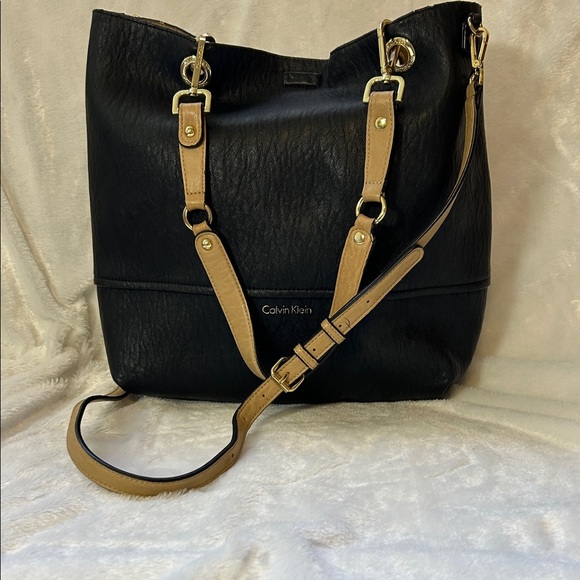 Calvin Klein Black and Tan Shoulder Bag - Picture 1 of 6